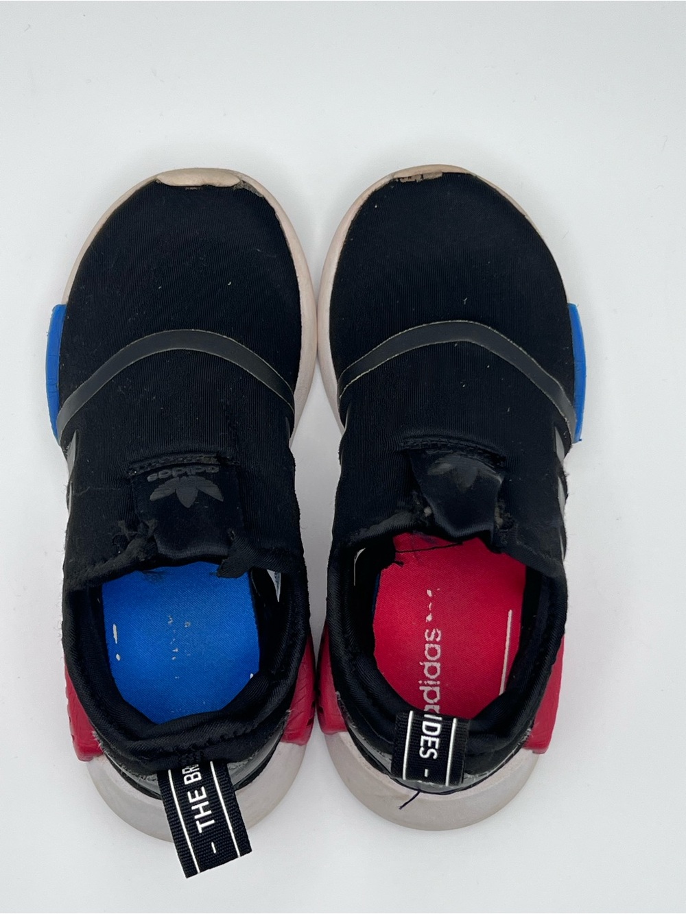 adidas NMB Kids Black Slip-On Sneakers with Blue & Red Midsole Accent - Picture 7 of 9